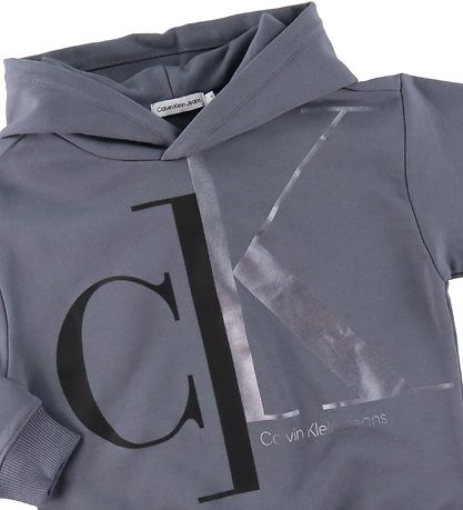 Calvin Klein Hættetrøje - Relaxed - Mixed Monogram - Asphalt Gre