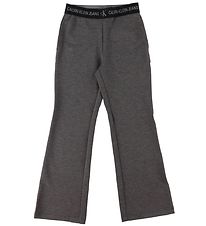 Calvin Klein Bukser - Punto Logo Tape Flare - Mørkegråmeleret