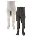 Minymo Strømpebukser - Uld - Rib - 2-Pak - Grey Melange