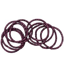 Little Wonders Hårelastikker - Rosa - 10-Pak - Dark Purple Glitt