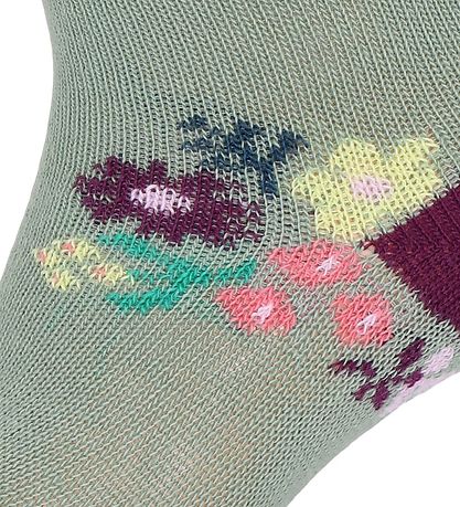 Melton Strømper - Petit Flowers - Grøn