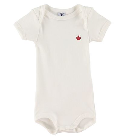 Petit Bateau Bodyer k/æ - 3-pak - Hvid/Navystribet