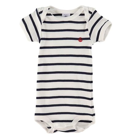 Petit Bateau Bodyer k/æ - 3-pak - Hvid/Navystribet