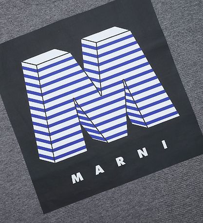 Marni T-shirt - Mørkegråmeleret m. Print