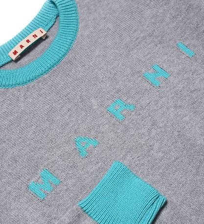 Marni Bluse - Strik - Gråmeleret/Turkis