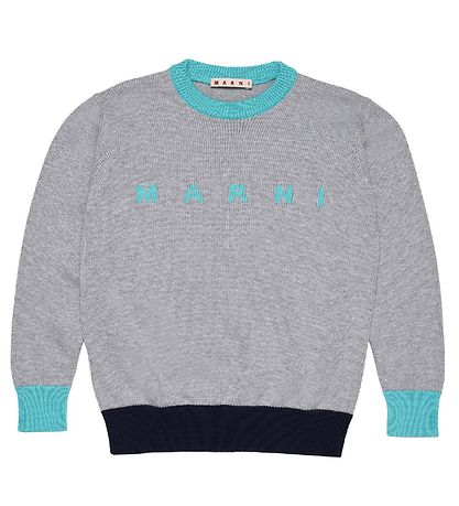Marni Bluse - Strik - Gråmeleret/Turkis