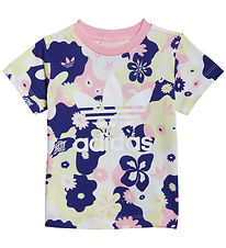 adidas Originals T-shirt - Hvid/Rosa/Lilla m. Blomster