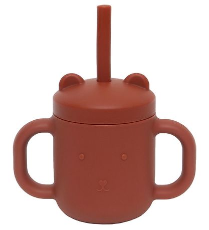 Petit Monkey Kop m. Sugerør - Silikone - 175 ml - Baked Clay
