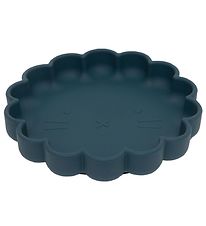 Petit Monkey Tallerken m. Sugekop - Silikone - Lion - Balsam Blu