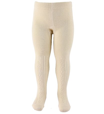 Minymo Strømpebukser - 2-pak - Offwhite/Navy m. Hulmønster