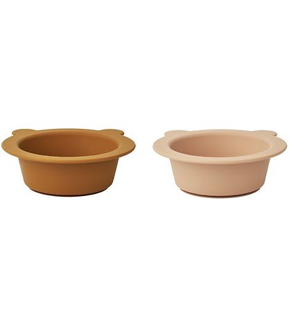 Liewood Skål m. Sugekop - 2-pak - Silikone - Peony - Mustard/Tus