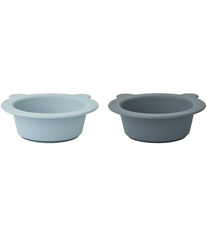 Liewood Skål m. Sugekop - 2-pak - Silikone - Peony - Sea Blue/Wh