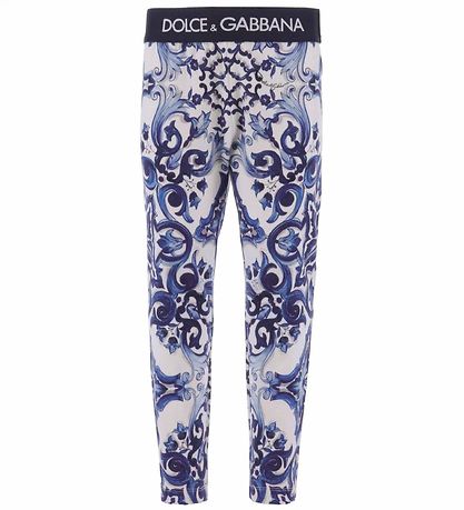 Dolce & Gabbana Leggings - Blu Mediterraneo - Hvid m. Blå