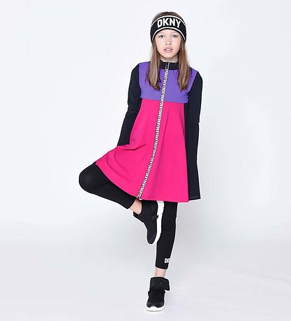 DKNY Kjole -Sort m. Pink/Lilla