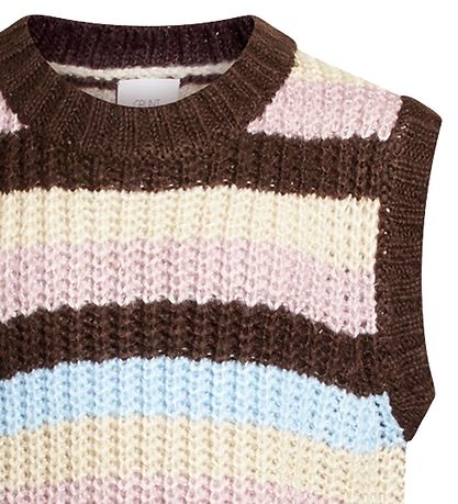 Grunt Vest - Strik - Martint - Sort/Beige/Rosa/Blå