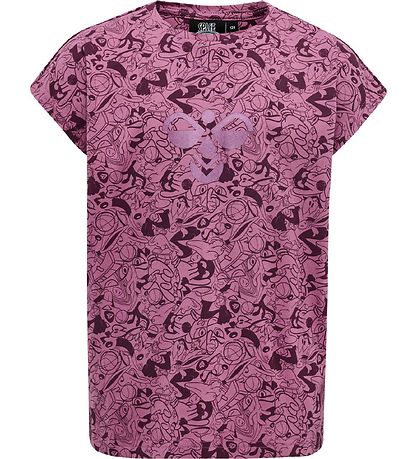 Hummel T-shirt - hmlSpace Jam Diez - Lilla m. Bordeaux