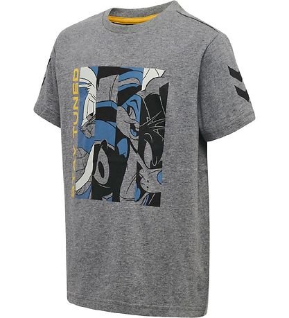 Hummel T-shirt - hmlSpace Jam Tres - Gråmeleret m. Print