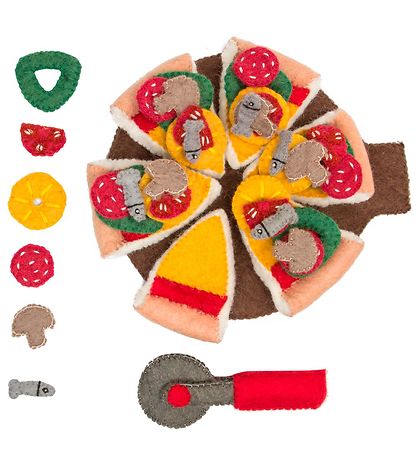 Papoose Legemad - 38 Dele - Filt - Pizza m. Pizzaskærer