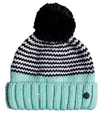 Roxy Beanie - Knitted - Frozenfall - White/Black/Turquoise w. Po
