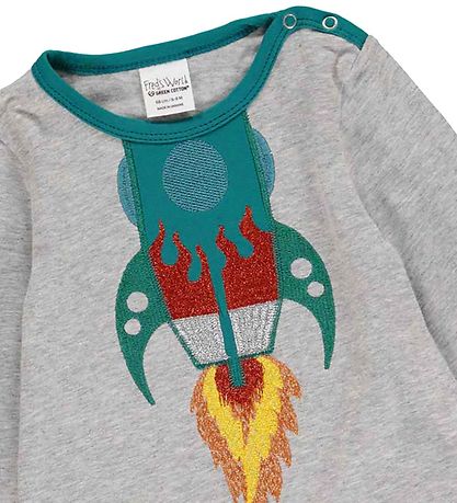 Freds World Bluse - Hello Rocket - Gråmeleret m. Rumraket