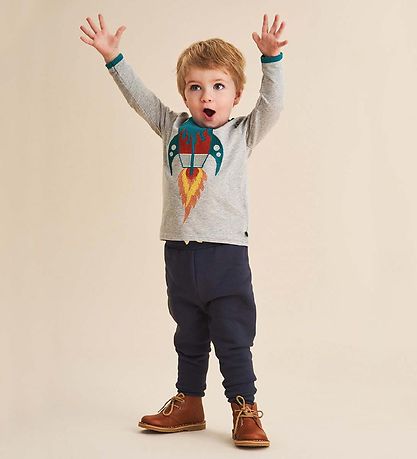 Freds World Bluse - Hello Rocket - Gråmeleret m. Rumraket