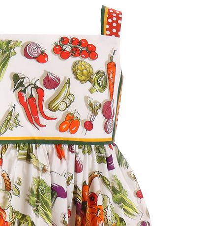 Dolce & Gabbana Kjole - Capri - Hvid/Rød m. Grøntsager