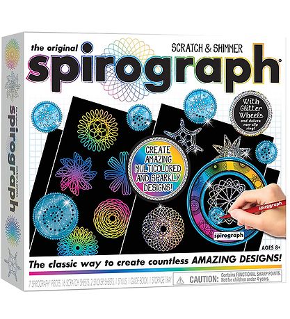 Spirograph Tegnesæt - 28 Dele - Scratch & Shimmer