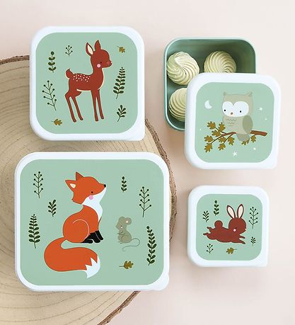 A Little Lovely Company Madkassesæt - 4 stk - Forest Friends Sag