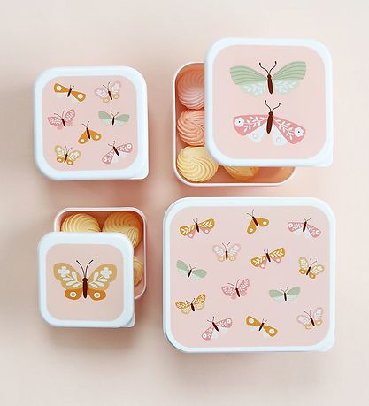 A Little Lovely Company Madkassesæt - 4 stk - Butterflies