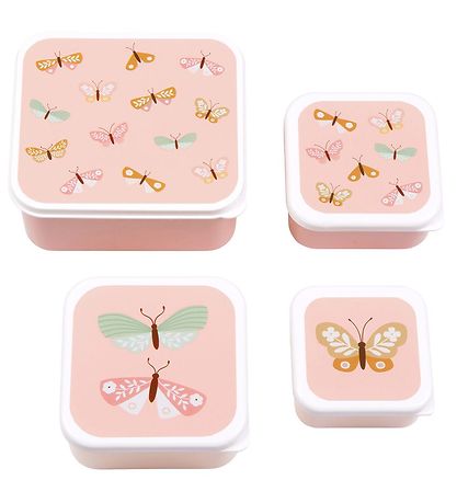 A Little Lovely Company Madkassesæt - 4 stk - Butterflies