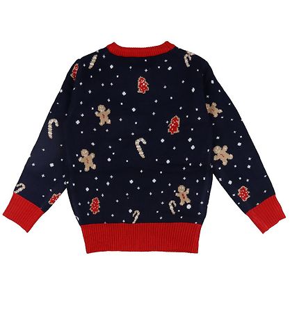 Jule-Sweaters Bluse - Cute Cookie Man - Strik - Blå