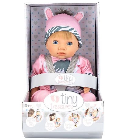 Tiny Treasures Dukke m. Blond Hår - Zebra Outfit