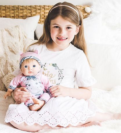 Tiny Treasures Dukke m. Blond Hår - Zebra Outfit