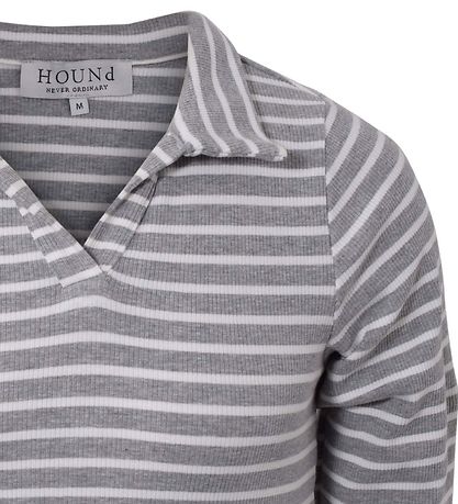 Hound Bluse - Rib Striped - Grå/Hvid