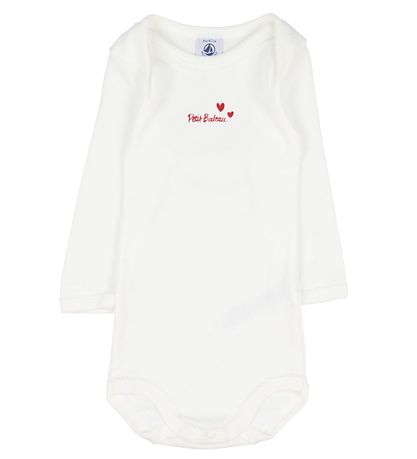 Petit Bateau Body l/æ - 3-pak - Hvid m. Hjerter
