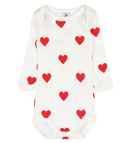 Petit Bateau Body l/æ - 3-pak - Hvid m. Hjerter