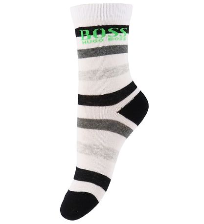 BOSS Strømper - 2-pak - Casual - Sort/Hvid m. Striber