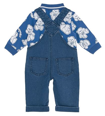 Moschino Sæt - Polobluse/Smækbukser - Blå m. Print