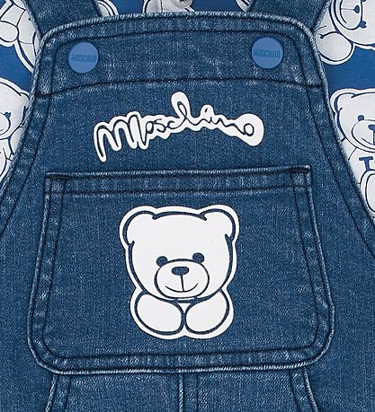 Moschino Sæt - Polobluse/Smækbukser - Blå m. Print