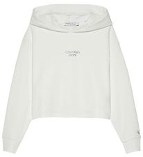 Calvin Klein Hættetrøje - Stack Logo Overlap - Bright White