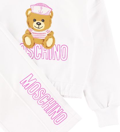 Moschino  Sweatsæt - Hvid/Rosa m. Print/Pailletter