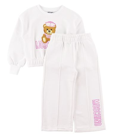 Moschino  Sweatsæt - Hvid/Rosa m. Print/Pailletter