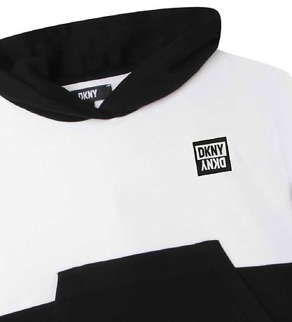 DKNY Hættetrøje - Cropped - Hvid/Sort