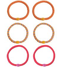 Kknekki Hårelastikker - 6-Pak - Slim - Pink/Orange