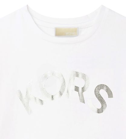Michael Kors T-shirt - Cropped - Hvid m. Sølv