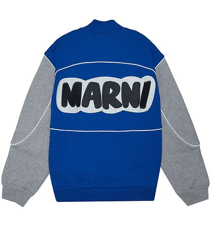 Marni Cardigan - Blå/Gråmeleret m. Print