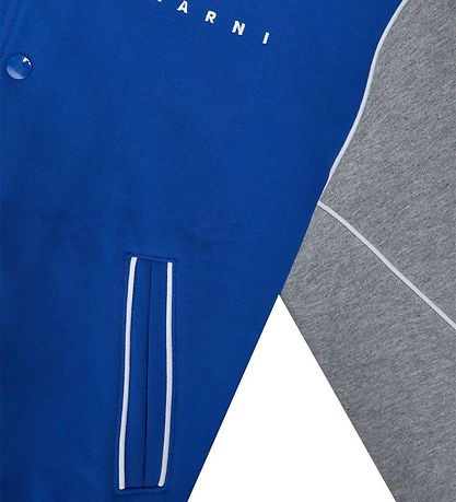 Marni Cardigan - Blå/Gråmeleret m. Print