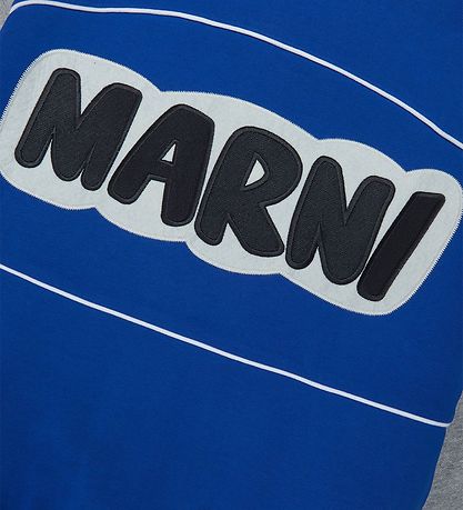 Marni Cardigan - Blå/Gråmeleret m. Print