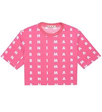 Marni T-Shirt - Cropped - Pink m. Hvid