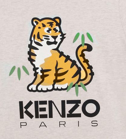 Kenzo T-shirt - Gråmeleret  m. Tiger